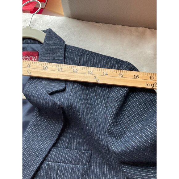 Vintage Sz Medium Sasson Pinstripe Blazer Navy Single Button Wool Bl Minimalist - Picture 5 of 12